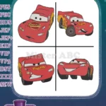 Disney Pixar Cars Lightning Mcqueen Rust Eze Sponsor Poses Red Race Car - Filled Embroidery Design - Instant Download