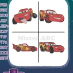 Disney Pixar Cars Lightning Mcqueen Action Poses Tongue Out Different Decals Bundle - Filled Embroidery Design - Instant Download