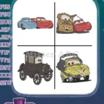 Disney Pixar Cars Sally Lightning Mcqueen Mater Lizzie Model T Radiator Springs - Filled Embroidery Design - Instant Download