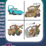 Disney Cars Chick Hicks And Mater The Tow Truck Racing Rivals And Friends - Filled Embroidery Design - Instant Download