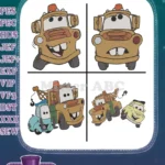 Disney Cars Mater With Guido And Lightning Mcqueen Radiator Springs Pals - Filled Embroidery Design - Instant Download