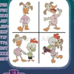 Chicken Little Abby Mallard The Ugly Duckling And Chicken Little Friendship - Filled Embroidery Design - Instant Download