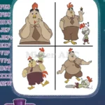 Chicken Little Buck Cluck Father And Chicken Little Son Various Interactions - Filled Embroidery Design - Instant Download