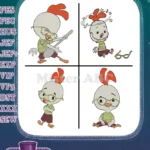 Chicken Little Character Dynamic Poses Surprised Expressions And Action Shots - Filled Embroidery Design - Instant Download