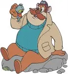 Disney Rescue Rangers Monterey Jack Eating Cheese Running Gadget Character Collection - Filled Embroidery Design - 1604