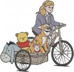 Disney Winnie Pooh Eeyore Kanga Roo Piglet Christopher Robin With Pooh Wagon Collection - Filled Embroidery Design - 1629