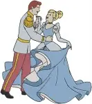 Disney Cinderella Prince Charming Romantic Dance Poses Elegant Couple Ballroom Designs - Filled Embroidery Design - 1639