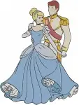 Disney Cinderella Prince Charming Romantic Dance Poses Elegant Couple Ballroom Designs - Filled Embroidery Design - 1640