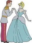 Disney Cinderella Prince Charming Romantic Dance Poses Elegant Couple Ballroom Designs - Filled Embroidery Design - 1641