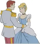 Disney Cinderella Prince Charming Dancing Sitting On Throne Royal Couple - Filled Embroidery Design - 1642