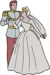 Disney Cinderella Prince Charming Wedding Attire Romantic Embrace Happily Ever After Set - Filled Embroidery Design - 1652