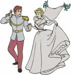 Disney Cinderella Prince Charming Wedding Attire Romantic Embrace Happily Ever After Set - Filled Embroidery Design - 1653