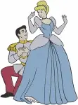 Disney Cinderella Pink Gown Prince Charming Kneeling Sitting On Throne Royal Collection - Filled Embroidery Design - 1654