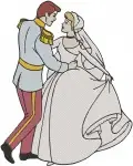 Disney Cinderella Prince Charming Wedding Dance Romantic Kiss Elegant Couple - Filled Embroidery Design - 1658