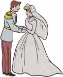 Disney Cinderella Prince Charming Wedding Dance Romantic Kiss Elegant Couple - Filled Embroidery Design - 1659
