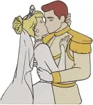 Disney Cinderella Prince Charming Wedding Dance Romantic Kiss Elegant Couple - Filled Embroidery Design - 1660