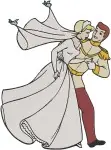 Disney Cinderella Prince Charming Wedding Dance Romantic Kiss Elegant Couple - Filled Embroidery Design - 1661