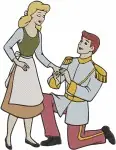 Disney Cinderella Prince Charming Wedding Attire Dancing Kneeling Proposal - Filled Embroidery Design - 1662