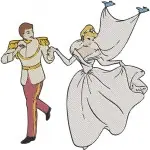 Disney Cinderella Prince Charming Wedding Attire Dancing Kneeling Proposal - Filled Embroidery Design - 1663