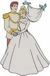 Disney Cinderella Prince Charming Wedding Attire Dancing Kneeling Proposal - Filled Embroidery Design - 1664