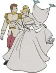 Disney Cinderella Prince Charming Wedding Attire Dancing Kneeling Proposal - Filled Embroidery Design - 1665