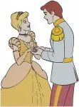 Disney Cinderella Prince Charming Dancing In Blue And Gold Gowns Royal Ball - Filled Embroidery Design - 1670