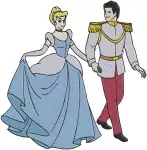 Disney Cinderella Prince Charming Dancing In Blue And Gold Gowns Royal Ball - Filled Embroidery Design - 1672