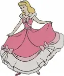 Disney Cinderella Wedding Gown Pink Dress With Flowers Elegant Princess - Filled Embroidery Design - 1684