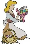 Cinderella Pink Dress Dancing Rags With Flowers Blue Ballgown Portrait - Filled Embroidery Design - 1693