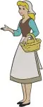 Cinderella In Rags Carrying Basket Serving Tray And Holding Broom - Filled Embroidery Design - 1708