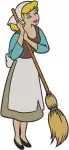 Cinderella In Rags Carrying Basket Serving Tray And Holding Broom - Filled Embroidery Design - 1710