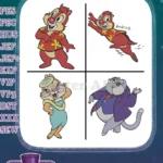 Disney Rescue Rangers Dale In Mug Gadget Hackwrench Fat Cat With Zipper Bundle - Filled Embroidery Design - Instant Download
