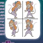 Disney Rescue Rangers Gadget Hackwrench Walking Standing Confident Inventor Set - Filled Embroidery Design - Instant Download