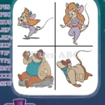 Disney Rescue Rangers Monterey Jack Eating Cheese Running Gadget Character Collection - Filled Embroidery Design - Instant Download