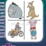 Disney Winnie Pooh Eeyore Kanga Roo Piglet Christopher Robin With Pooh Wagon Collection - Filled Embroidery Design - Instant Download
