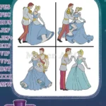 Disney Cinderella Prince Charming Romantic Dance Poses Elegant Couple Ballroom Designs - Filled Embroidery Design - Instant Download