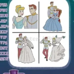Disney Cinderella Prince Charming Wedding Attire Romantic Embrace Happily Ever After Set - Filled Embroidery Design - Instant Download