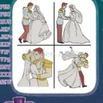 Disney Cinderella Prince Charming Wedding Dance Romantic Kiss Elegant Couple - Filled Embroidery Design - Instant Download