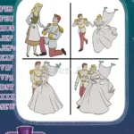 Disney Cinderella Prince Charming Wedding Attire Dancing Kneeling Proposal - Filled Embroidery Design - Instant Download