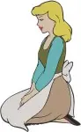 Cinderella In Rags Various Thoughtful Sitting And Curtsying Poses - Filled Embroidery Design - 1713
