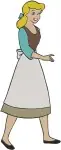 Cinderella In Rags Standing Poses And Simple Yellow Gold Ballgown - Filled Embroidery Design - 1716