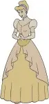 Cinderella In Rags Standing Poses And Simple Yellow Gold Ballgown - Filled Embroidery Design - 1718