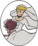 Cinderella Rags Portrait Wedding Dress Line And Color Praying Line - Filled Embroidery Design - 1747