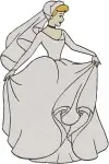 Cinderella Rags Portrait Wedding Dress Line And Color Praying Line - Filled Embroidery Design - 1750