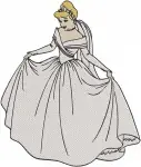 Cinderella Wedding Dress Line Portrait On Stepmothers Chair Surprised - Filled Embroidery Design - 1751