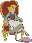 Cinderella Wedding Dress Line Portrait On Stepmothers Chair Surprised - Filled Embroidery Design - 1753