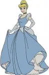 Cinderella Blue Ballgown Various Elegant Full Body Graceful Standing Poses - Filled Embroidery Design - 1759