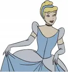 Cinderella Blue Ballgown Portrait With Prince Charming And Elegant Full Pose - Filled Embroidery Design - 1767
