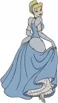 Cinderella Blue Ballgown Portrait With Prince Charming And Elegant Full Pose - Filled Embroidery Design - 1768