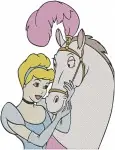 Cinderella Blue Ballgown Portrait With Prince Charming And Elegant Full Pose - Filled Embroidery Design - 1769